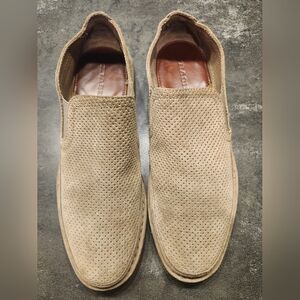 Trask men's Bradley loafers taupe perforated suede size 10M